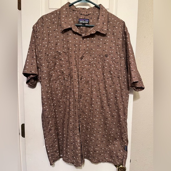 Patagonia Other - Patagonia Men's Button Down Short Sleeve Shirt Size XL Brown Hemp Organic Cotton